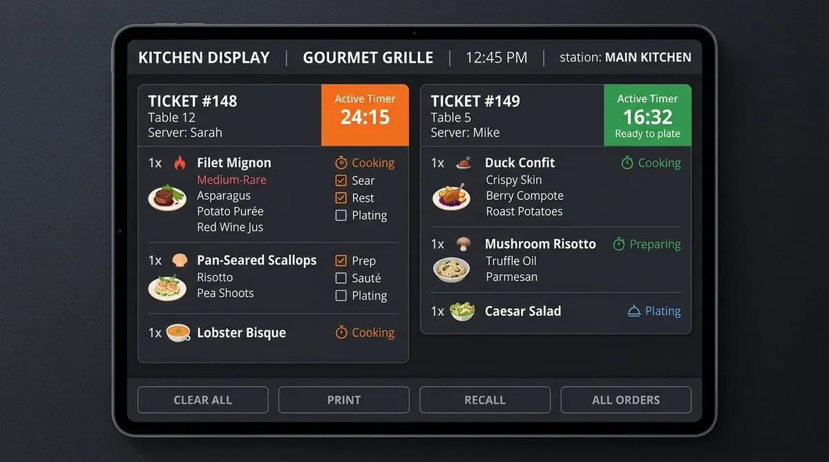 Sistema de Pantalla de Cocina KDS
