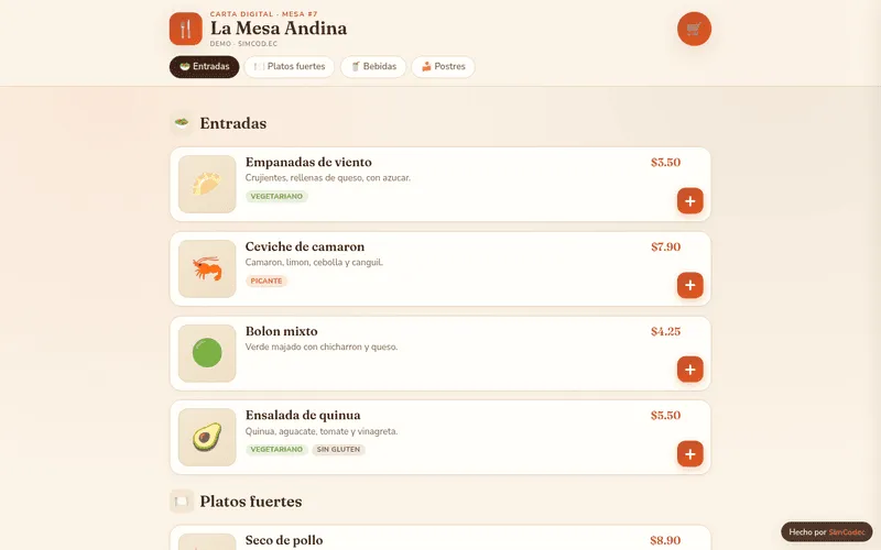 Menu digital QR