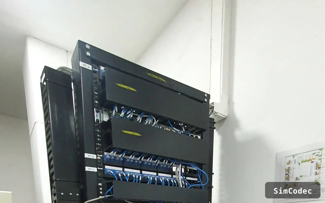 Rack bancario con patch panels