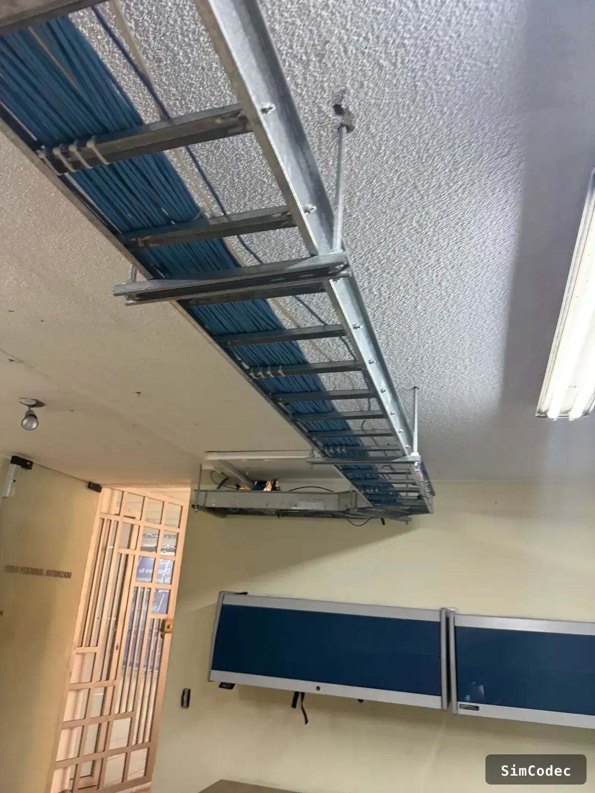 Bandeja de cableado en el techo
